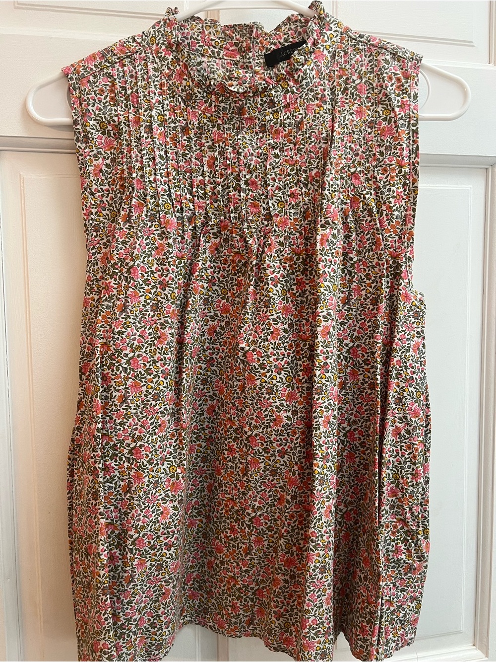 J. Crew Floral Pintuck Sleeveless Camisole - Pink, Green, Cream